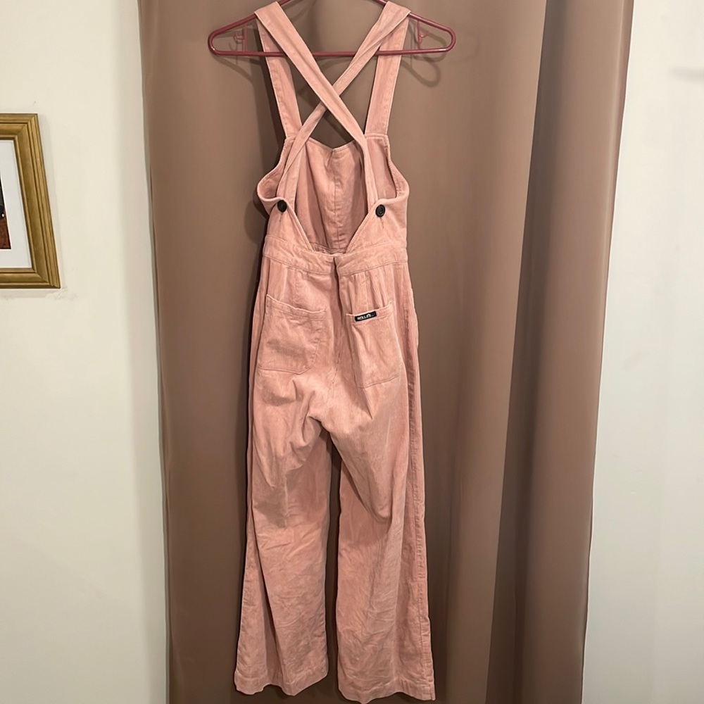 Pink corduroy overalls